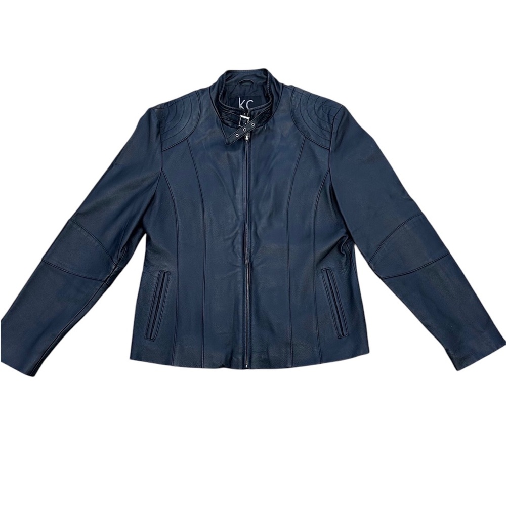 KC Black Leather Biker Jacket